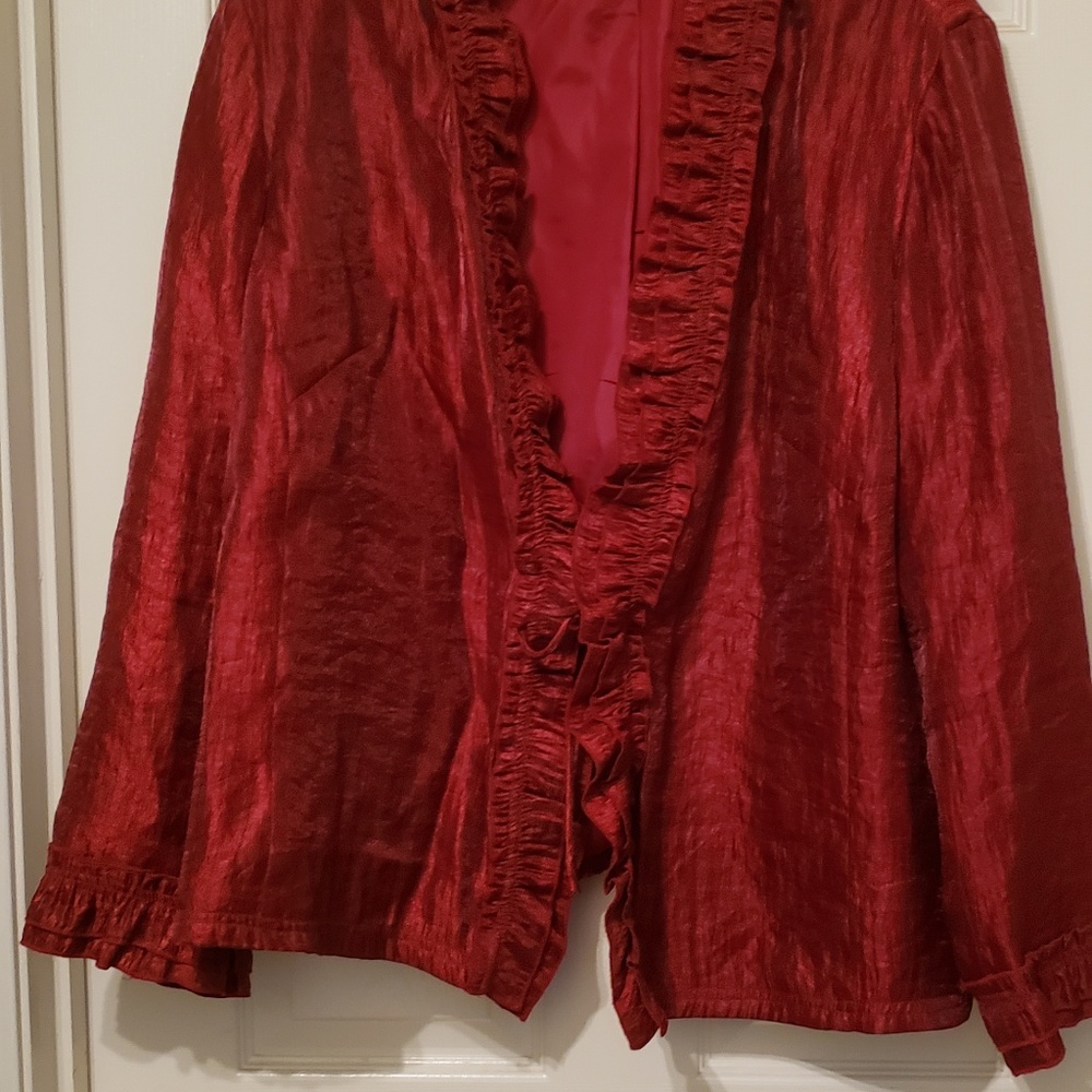 Plus Size Deep Red Taffeta Jacket